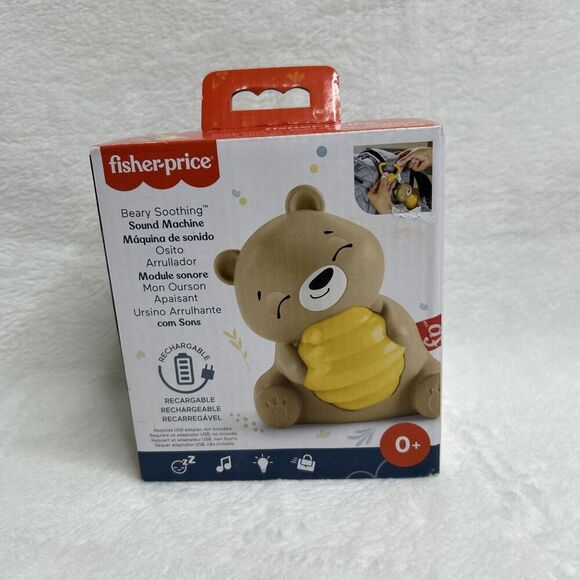 Fisher-Price Beary Soothing Sound Machine Timer Bear Light Rechargeable - Picture 1 of 6